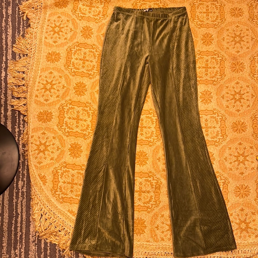 Green Festival Flared Pants